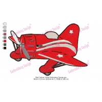 Red Cartoon Glider Airplane Embroidery Design